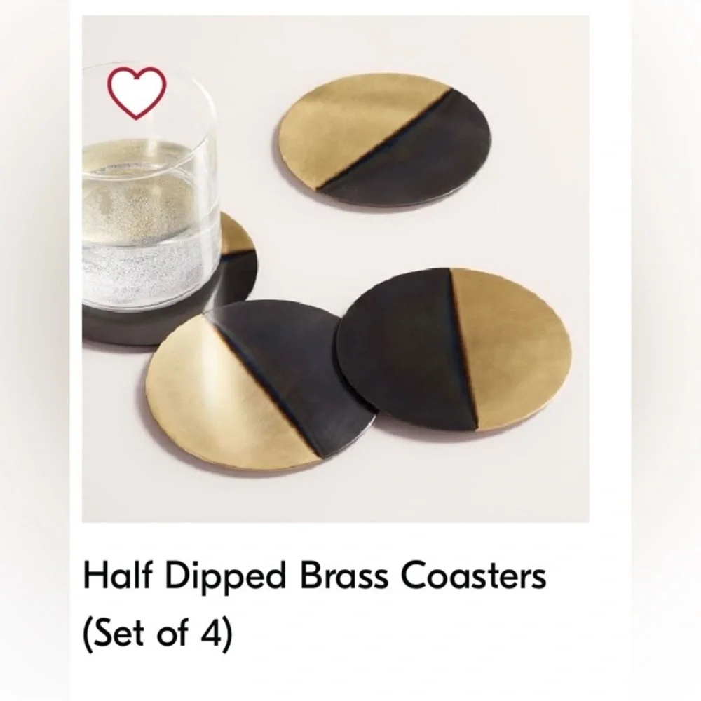 West elm half dipped brass coaster size 4” diameter